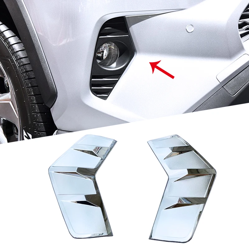

Fit For Toyota Rav4 2019 2020 ABS Chrome Front Fog Light Lamp Cover Eyebrow Eyelid Garnish Streamers Outer Foglight Trim