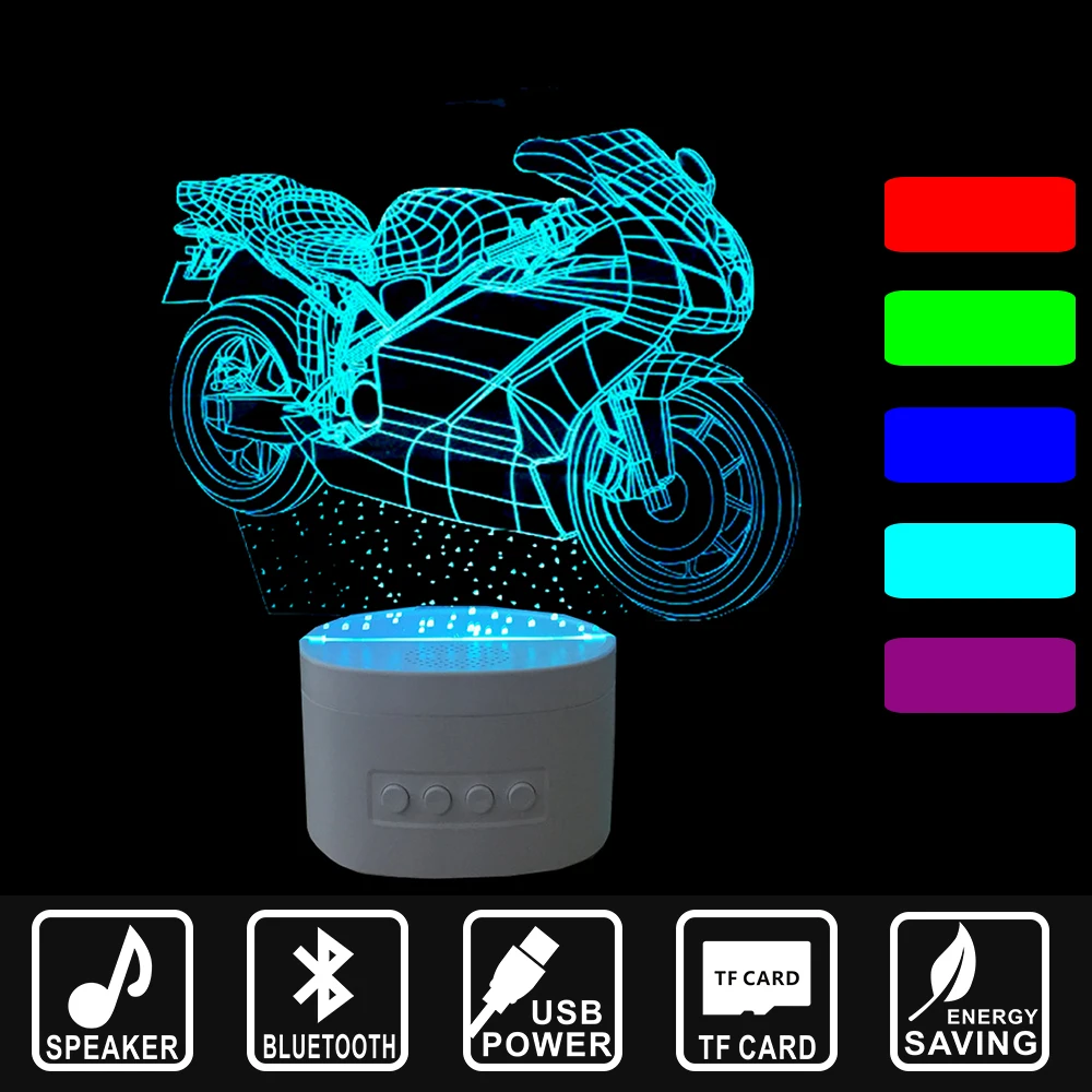 

Creative 3D light Motorcycle Model Illusion 3d Lamp LED USB Blyetooth Speaker desk light Night Light IY803790