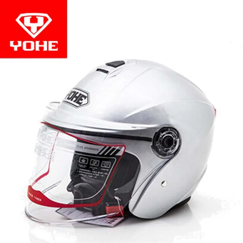 Новые модные Moto Racing Yohe половина лица мотоциклетный шлем YH-870A мотоциклетные шлемы из abs свободный размер 56-61 см - Цвет: Silver