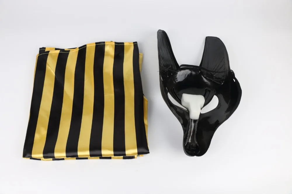 Egyptian Anubis Cosplay Face Mask With Headscraf PVC Canis spp Wolf Head Jackal Animal Masquerade Party Halloween Fancy Dress (12)