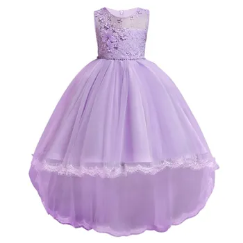 

New Princess Dress Girls Party Wear Long Lace trailing Evening Gown Children's Costume In Girl Clothing Kids Wedding Party