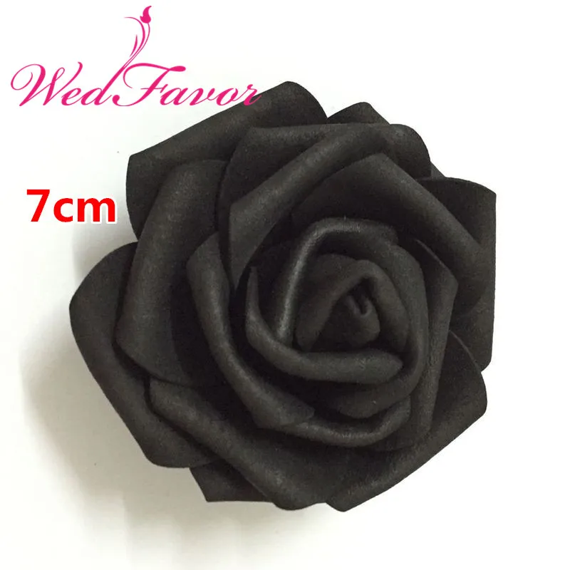 

100pcs 7cm Black Artificial EVA Foam Rose Flower Heads For Party Wedding Decoration Hair Wreath Wrist Corsage Dress Accessories