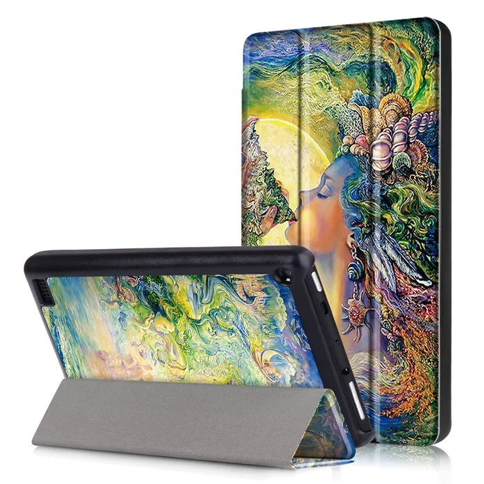 

50Pcs PU Leather Cover Stand Case For Amazon New Fire 7 2017 7.0 Inch + Screen Protector Film