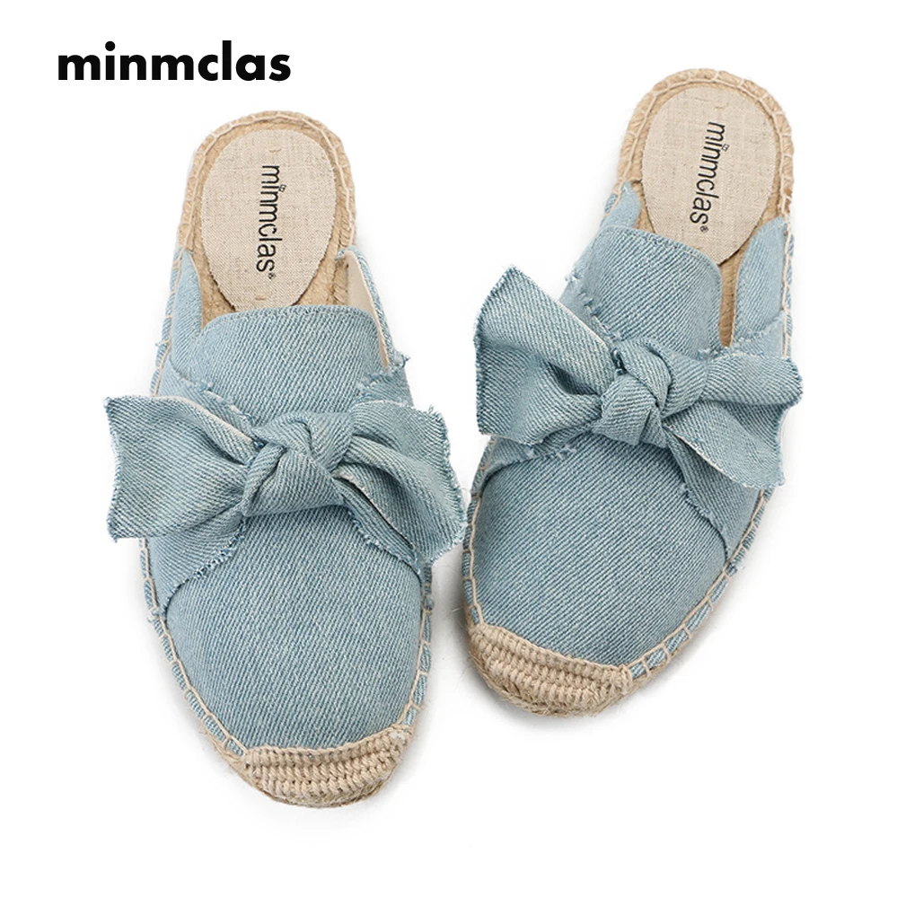 

2018 New Fashion Butterfly Knot Comfortable Ladies Womens Casual Espadrilles Slippers Breathable Flax Hemp Canvas for Girls