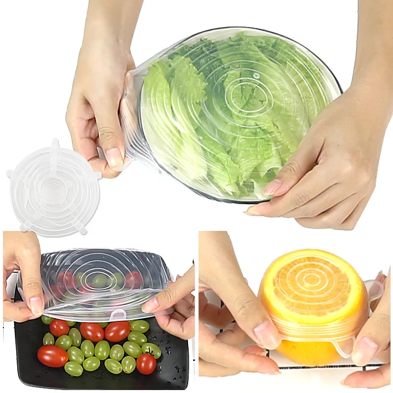 

6pcs/set Silicone fresh-keeping cover Home fresh-keeping bowl cover stretchable multi-functional fruit wrap