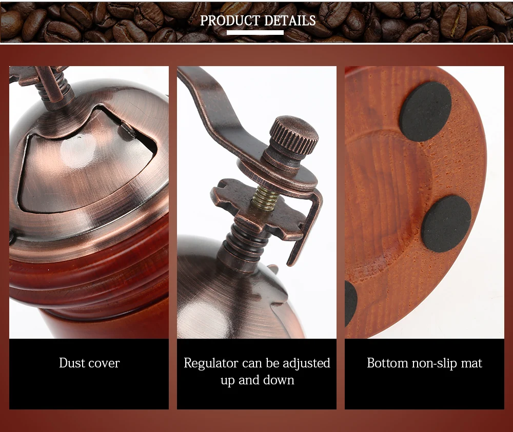 Manual Wooden Coffee Grinder Hand Grinding Machine