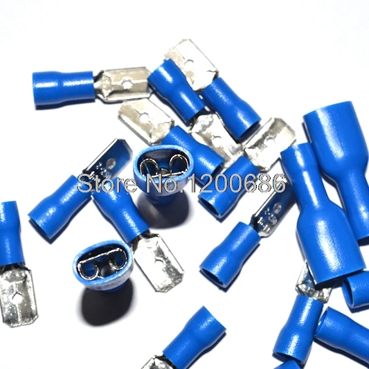 4.8mm blue male spade terminal crimp connector   25 50 100 pack 