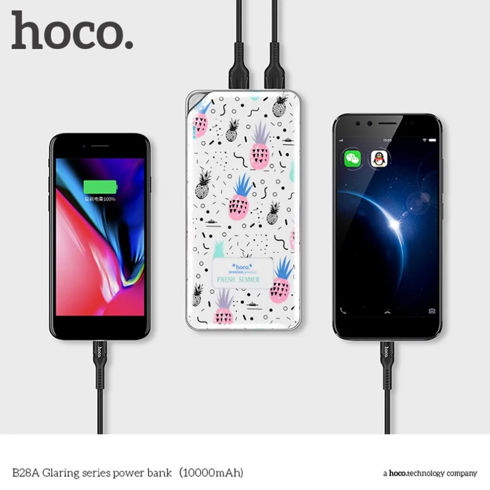 HOCO power bank 10000 мАч цветной цветочный принт Быстрая зарядка внешний аккумулятор зарядное устройство источник питания для сотовых телефонов