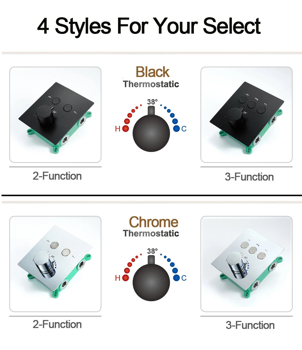 3 способа Термостатический регулирующий клапан со встроенным ящиком, латунные хромированные смесители для душа, черный смеситель для ванной комнаты, душевой контроллер