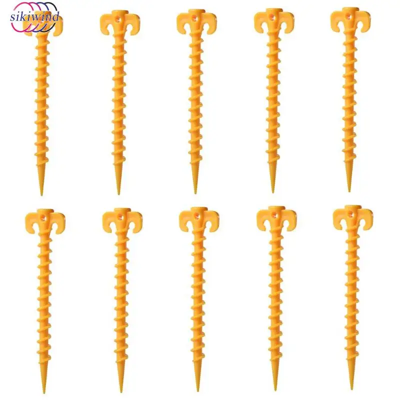 Camping Tent Pegs 10pcs Outdoor Ultralight Ground Nails Stakes Pegs Pins Plastic Nylon Screw Nail Spiral Nails Awning Trip Kit camping tent stakes