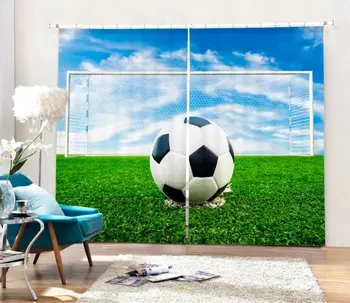 

Football Printed Luxury 3D Printed Window Curtains For Bedding room Living room Wall Home Tapestry Decorative Drapes Cortina