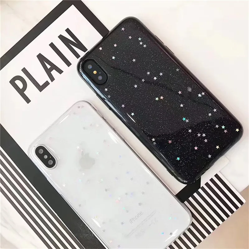 

For xiaomi redmi note 7 5 Plus 6 Pro Case Colorful Bling sparkling Stars Clear Soft Cover For Xiaomi Mi 9 mi 8 Lite 8se Cases