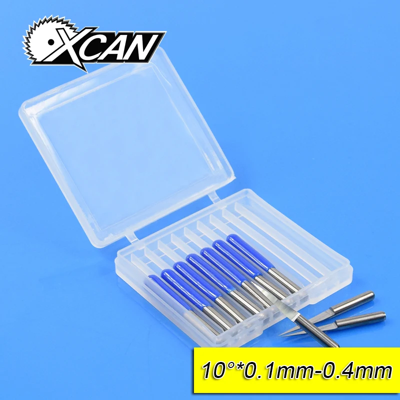 

XCAN 10 Pieces V Shape Carbide CNC Engraving Bits Router Tools Degree 10 Top Diameter 0.1mm Carving Cutter