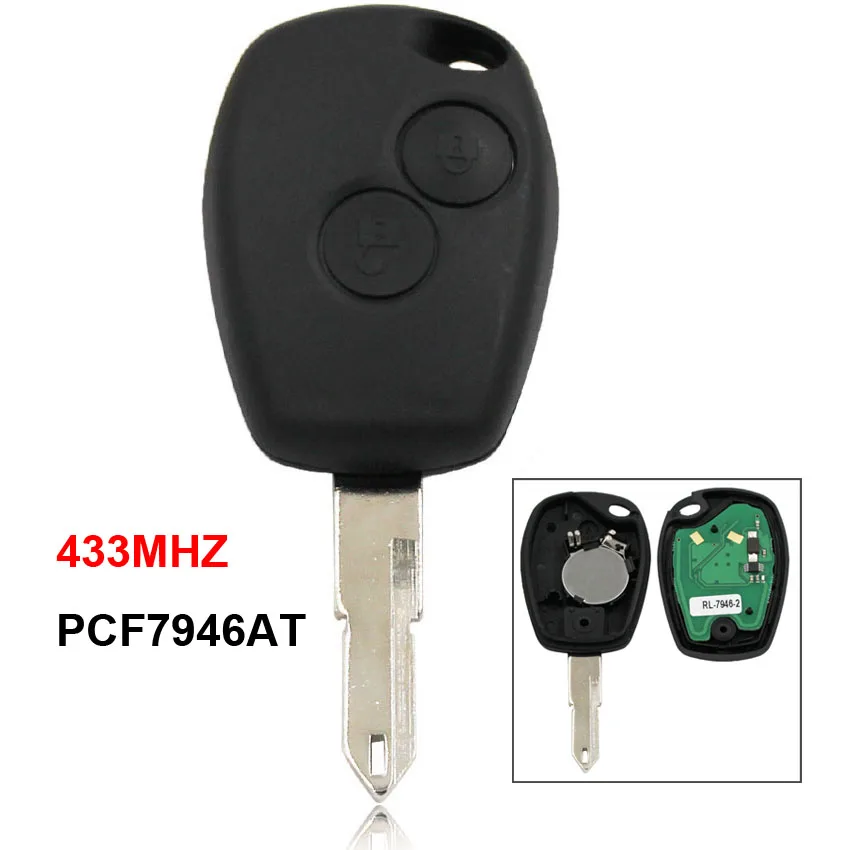 

2 Button Remote Key Full Complete Key Smart Car Key Fob 433MHz with PCF7946AT Chip Uncut Blade