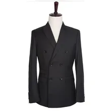 Black men suits jacket double breasted men wedding tuxedos jacket tailor made groom best man suits jacket