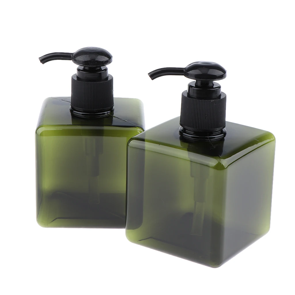2Pieces Empty Plastic Lotion Pump Bottle for Cleansing Oil Cosmetic Cream 250 ML - Transparent/Green/Brown Optional