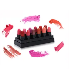 12 шт., водостойкая губная помада, стойкая к поцелуям, матовый блеск для губ, набор, профессиональный косметический инструмент для макияжа