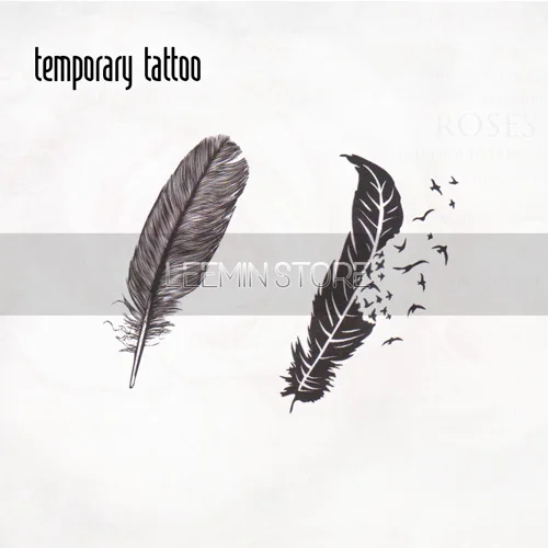 Nouvelle Plume Tatouage Temporaire Petit Oiseaux Motif In