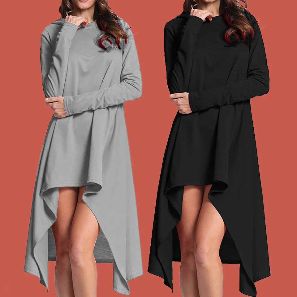 

Oversized Hooded Sweatshirt Hoodie Dress Asymmetric Poleron Mujer 2019 Irregular Plain Hoodies Women Short Front Long Back Solid