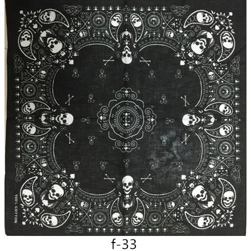 man scarf Fashion Hip Hop 100% Cotton Skull Bandana Square Scarf Kerchief Black Paisley Bicycle Headband Printed For Women/Men/Boys/Girls mens grey scarf Scarves