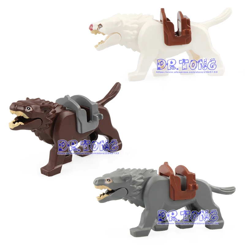 

20PCS The Lord of the Rings Medieval Knights Action Figure War Wolf Horse Battle Steed Legoed Building Blocks Toys for Children