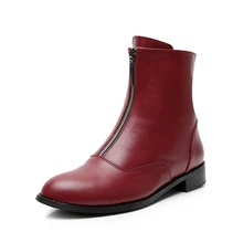 Women flat zip Boots Genuine leather Ankle short black autumn boots for women slip on winter boots 2019 shoes chelsea boots Women flat zip Boots Genuine leather Ankle short black autumn boots for women slip on winter boots 2019 shoes chelsea boots