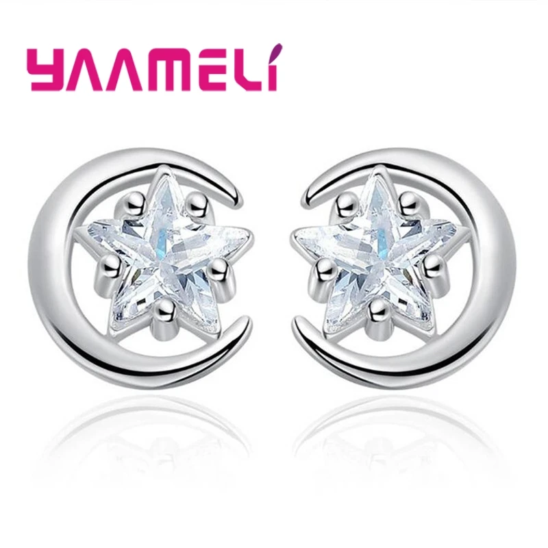 Fashion Cute Round Circle Stud Earring For Women Girls Silver Crystal Famous Brand Design Jewelry | Украшения и аксессуары