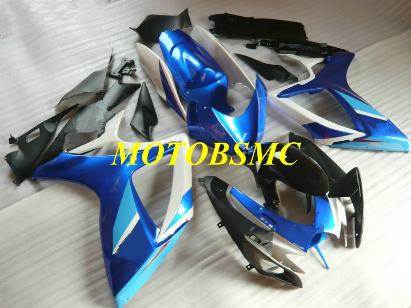 Изготовленный на заказ мотоцикл обтекатель комплект для SUZUKI GSXR600 750 K6 06 07 R 600 GSXR750 2006 2007 ABS белая, голубая обшивка комплект+ подарки SB68