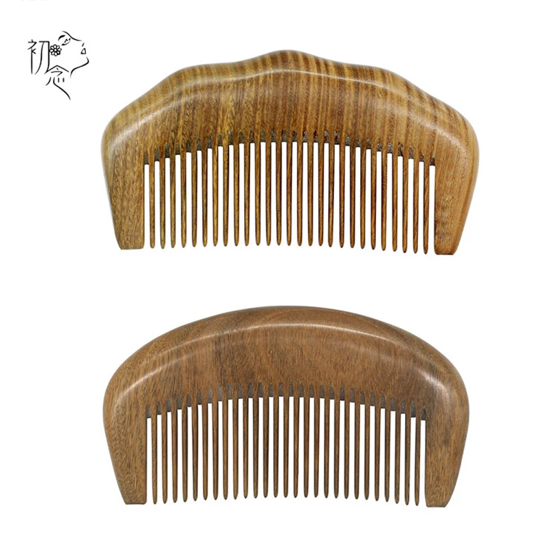 

Green Sandalwood Combs Antique Wooden Hairbrush Hairdresser MINI Wide Tooth Brushes Princess Carry It With Travel Bag Pocket