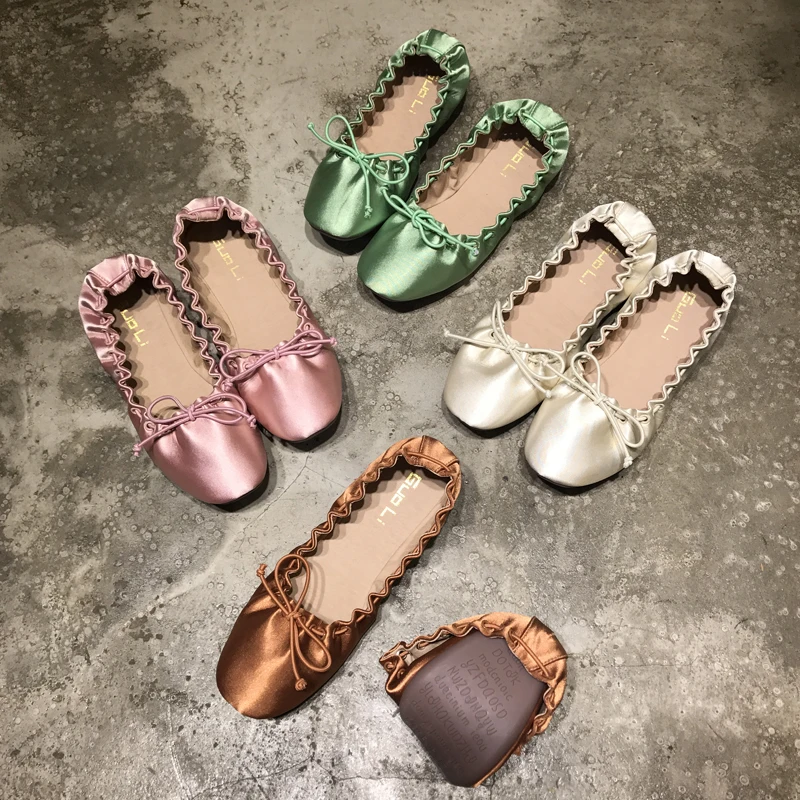 2017 Lot Women Shoes Ballet Flats Portable Fold Up Shoe Ballerina Flat