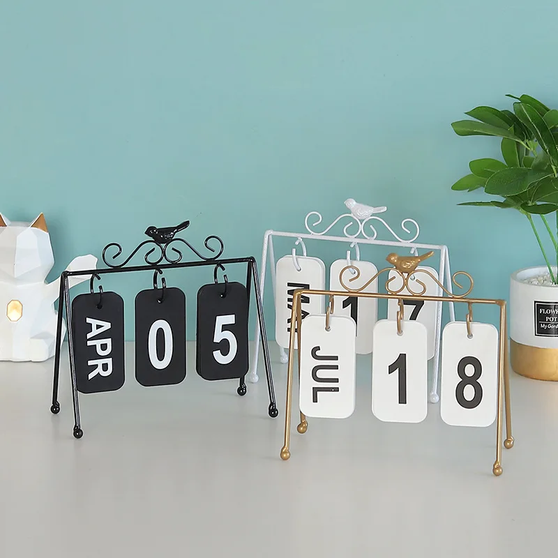 Современный Стиль Золото в форме милой птички Железный Календарь настольные художественные поделки украшение стола для дома аксессуары для гостиная/офис подарки