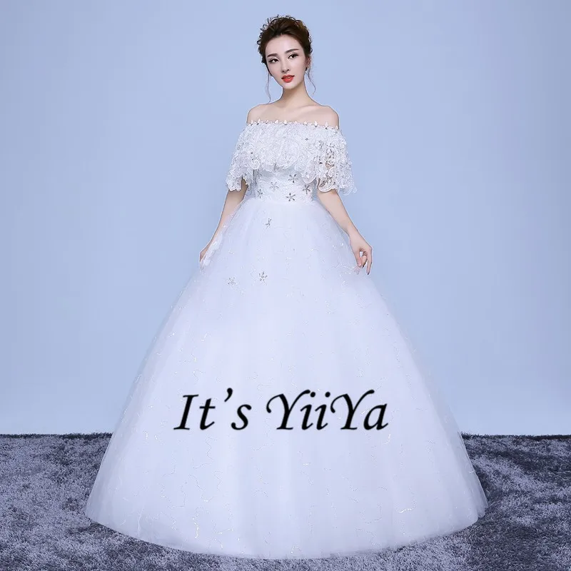Это Yiiya новые красные белые свадебные платья с вырезом лодочкой с короткими рукавами Vestidos De Novia свадебные бальные платья XXN162