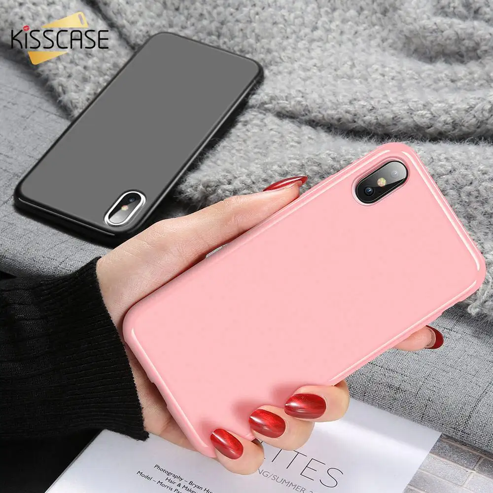 KISSCASE Soft TPU Silicone Phone Case For iPhone 7 XS MAX XR 6S X Candy Color Shockproof 6 8 Plus 5 5S SE |