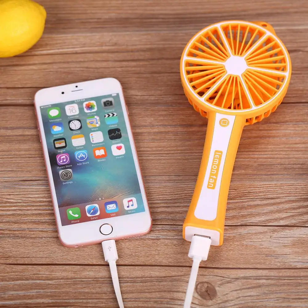 Creative USB Rechargeable Lemon Hand held Fan&Mobile power Portable