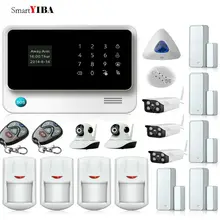 SmartYIBA приложение управление беспроводной сигнализации датчики Wi-Fi GSM охранная сигнализация система+ домашняя/наружная камера+ синяя сирена сигнализация