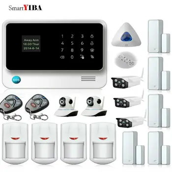 

SmartYIBA APP Control Wireless Alarm Sensors WIFI GSM Security Alarm System+Indoor/Outdoor Camera+Blue Siren Alarm System