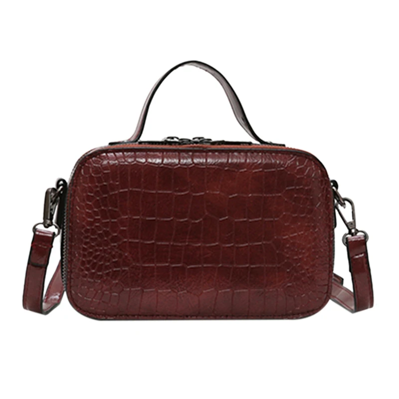 

Stone Pattern Crossbody Bags For Women Fashion Small Solid Colors Shoulder Bag Female Handbags And Purses With Handle Red