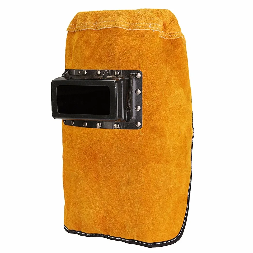 Leather Hood Welding Helmet Mask Solar Auto Darkening Filter Lens