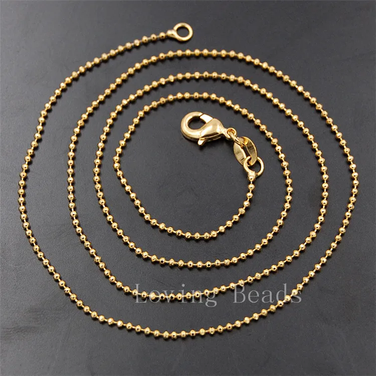 YA0712 18K Gold Ball Chain Jewelry Findings Necklace Lobster Clasp 18