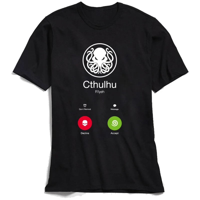 NormalCasual Short Sleeve Tops Shirt Summer/Fall Funny Crew Neck Cotton Fabric Sweatshirts Boy T Shirt THE-CALL-OF-CTHULHU  THE-CALL-OF-CTHULHU black