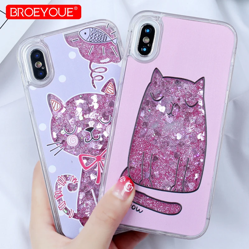 

Quicksand Liquid Glitter Case For iPhone SE 5 5S 7 8 6 6S Plus X XS Max XR Fitted Cover For iPhone XS Soft TPU Transparent Case