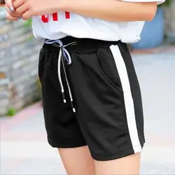 2018 женские черные свободные кружевные версии тонкие полосатые шорты для тренировок женские летние тонкие широкие брюки для отдыха