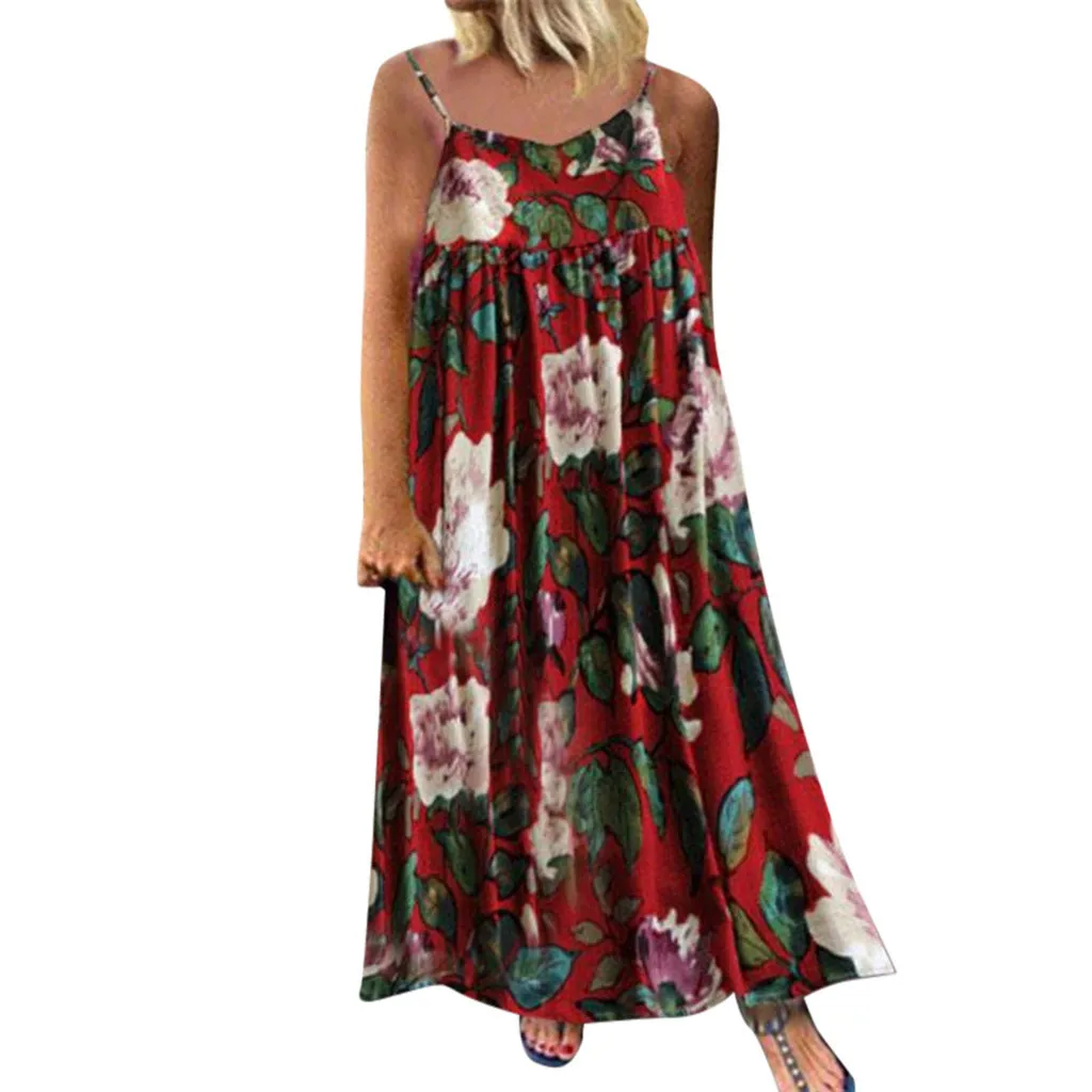 Summer Maxi Dress 2019 Women Vintage Print Sleeveless Long Dress Party Dresses Woman Party Night Elegant Dress