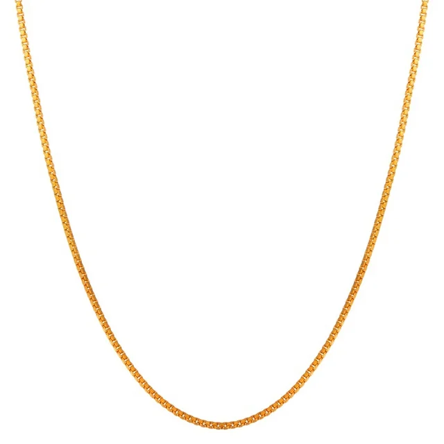Wholesale Kids Children 24K Yellow Gold Plated Box Link Chain Necklace