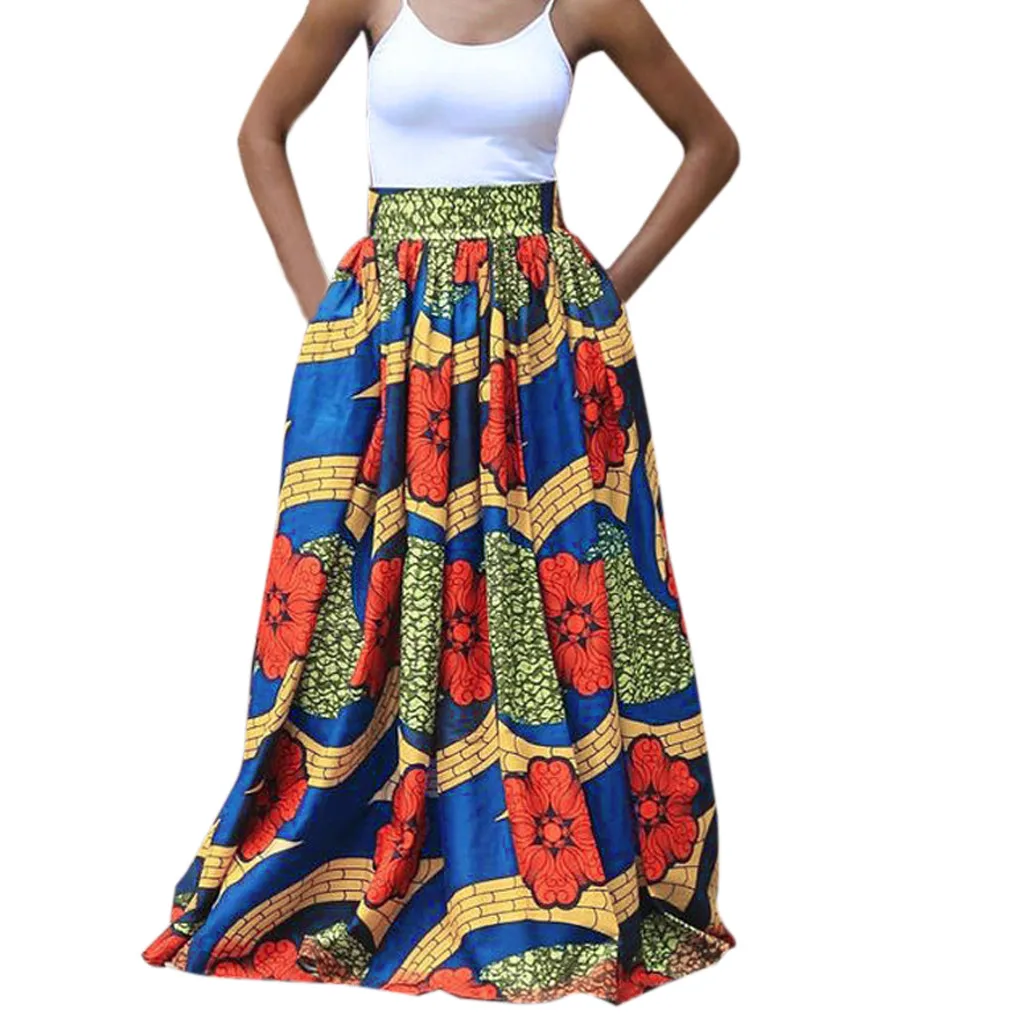 

Pleated elastic skirt National wind print skirt Jupe plissee elastique Aangerimpelde elastische rok Falda#YL-25