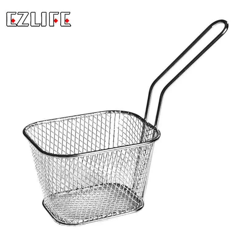 

French Fries Frying Basket Stainless Steel Magic Mini Chip Basket Mesh Stainer Net Chef Cooking Kitchen Accessories JK0559