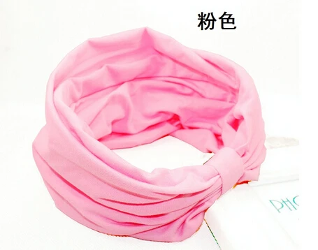 

2015 New variety of wear method Cotton Elastic Sports Headbands Wide Headband 14 Colors Wholesale 10pcs/lot