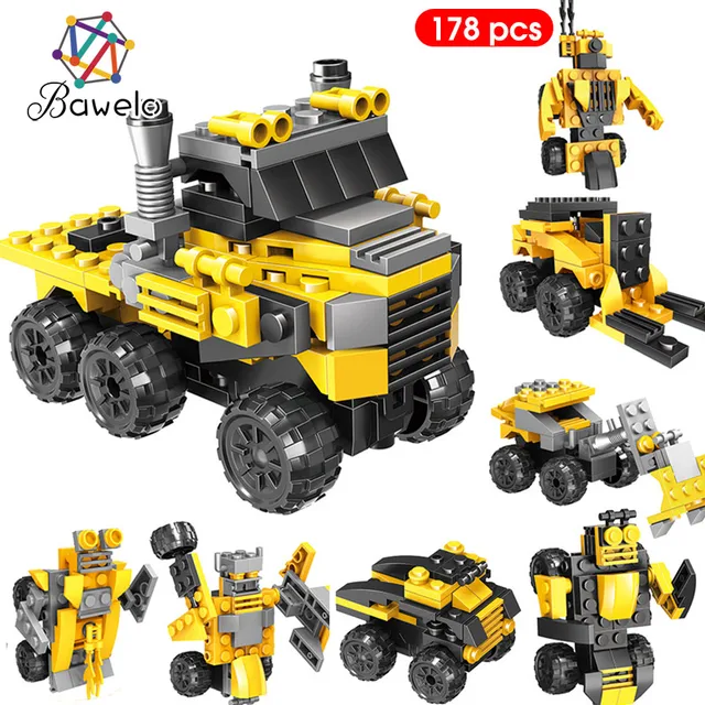 178pcs Engineering Vehicles Trucks Crane Building Blocks Model 178pcs Engineering Vehicles Trucks Crane Building Blocks Model Compatible Legoed City Construction Toys Gifts For Kids