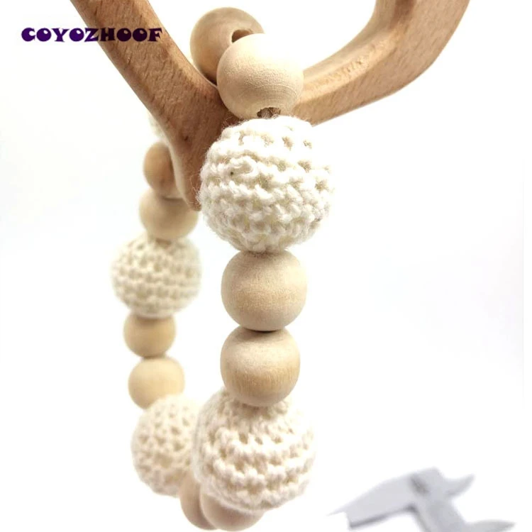 Детские DIY связанные деревянные бусины 16-20 мм/50 шт Прорезыватель Ручной работы Бусины хлопчатобумажная пряжа трикотажные бусины браслет Детские аксессуары