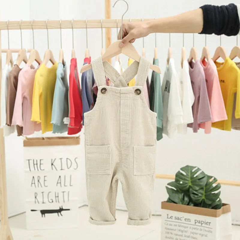 GEMTOT/детские брюки коллекция года, Новые однотонные штаны-шаровары для мальчиков и девочек на весну и осень вельветовые штаны в Корейском стиле - Цвет: Бежевый